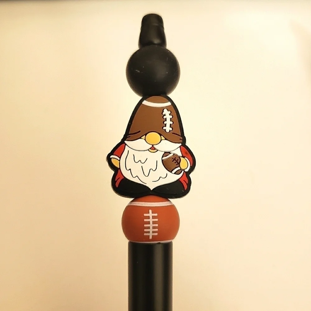 Handmade Football Gnome Beaded Silicone Focal Bead Pen